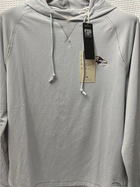 New NFL Tommy Bahama Baltimore Ravens gray Island zone Hooded Pullover Sz Small